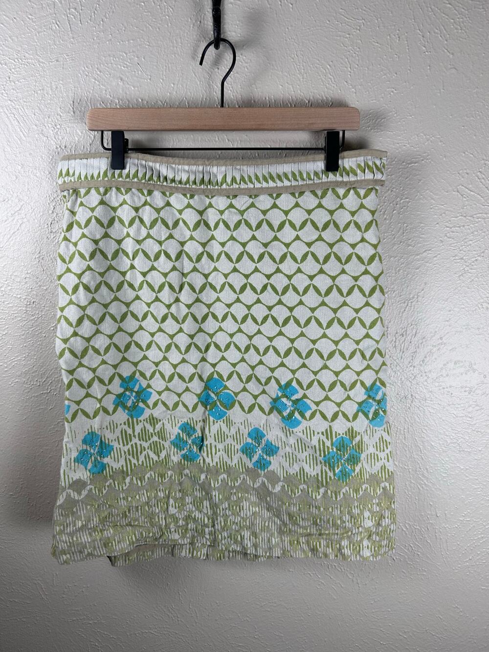 Sigrid Olsen Skirt Size 12 Linen Cotton Lightweight Preppy Coastal Knee Length